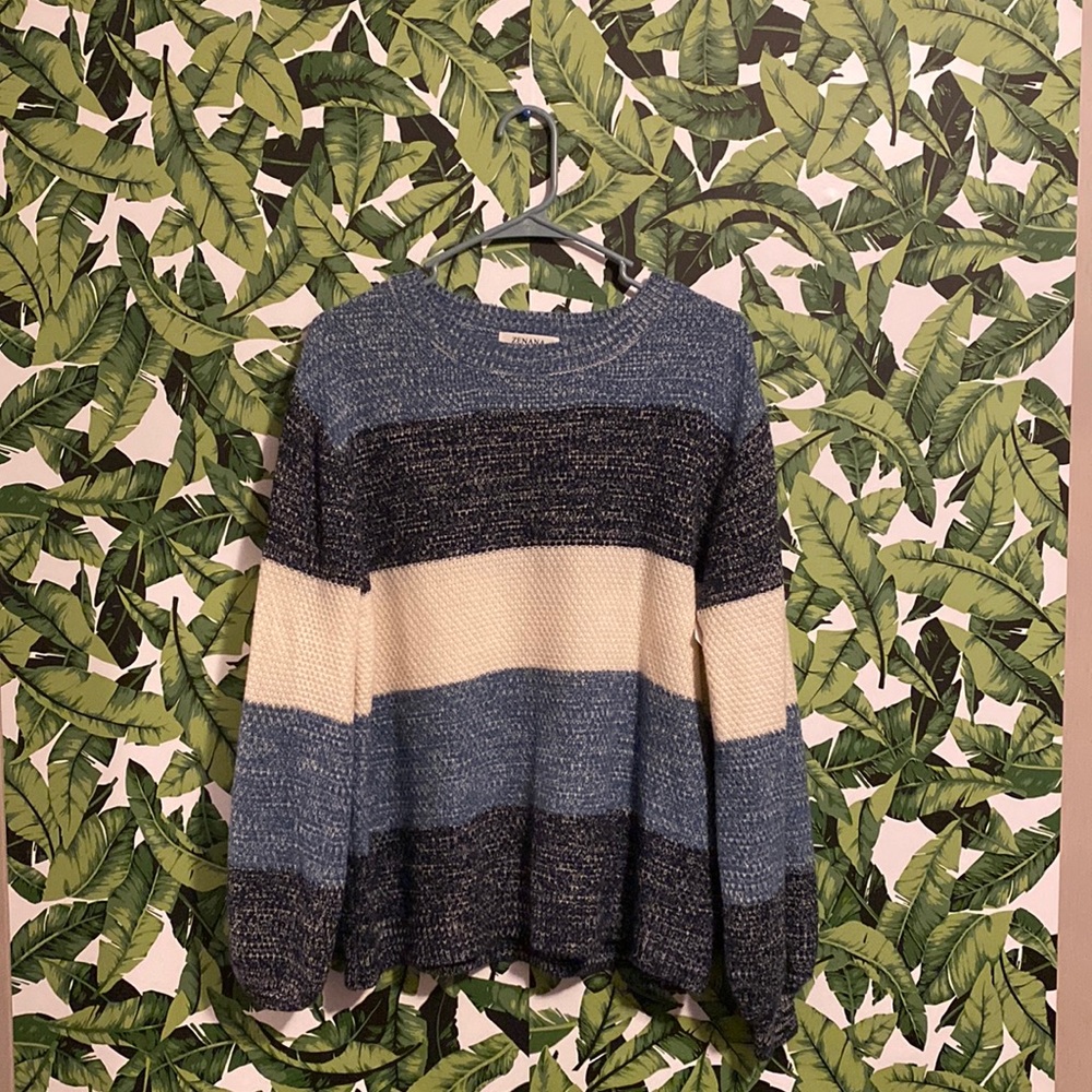Blue and white sweater